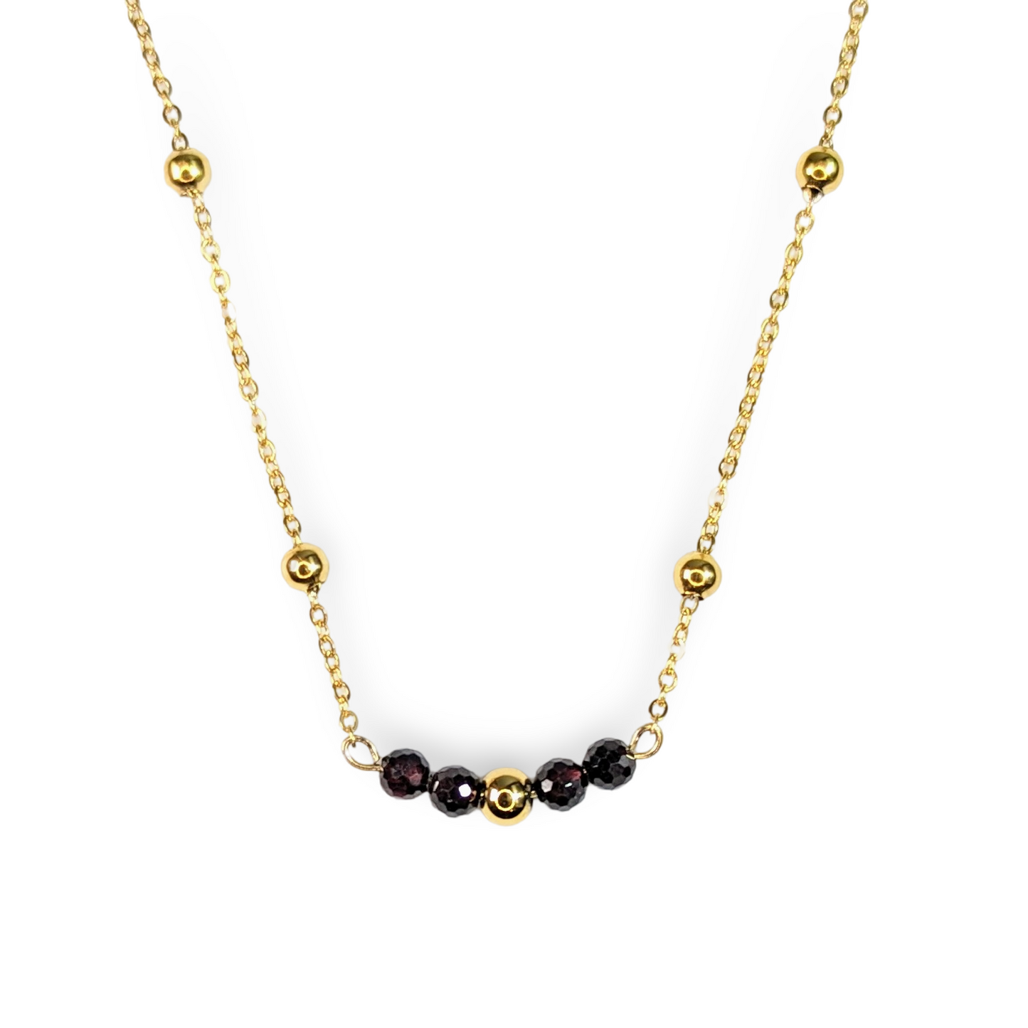 Necklace Faceted Garnet Beads