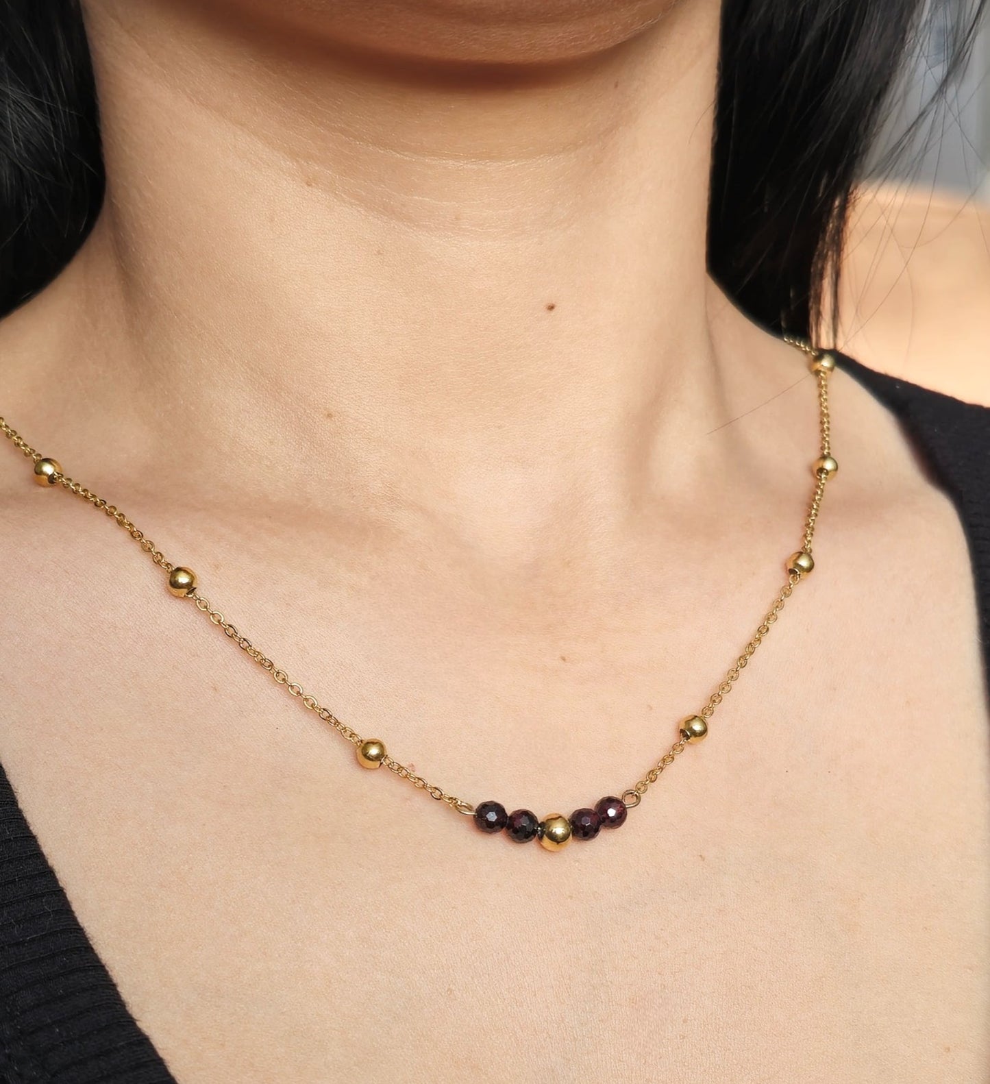 Necklace Faceted Garnet Beads
