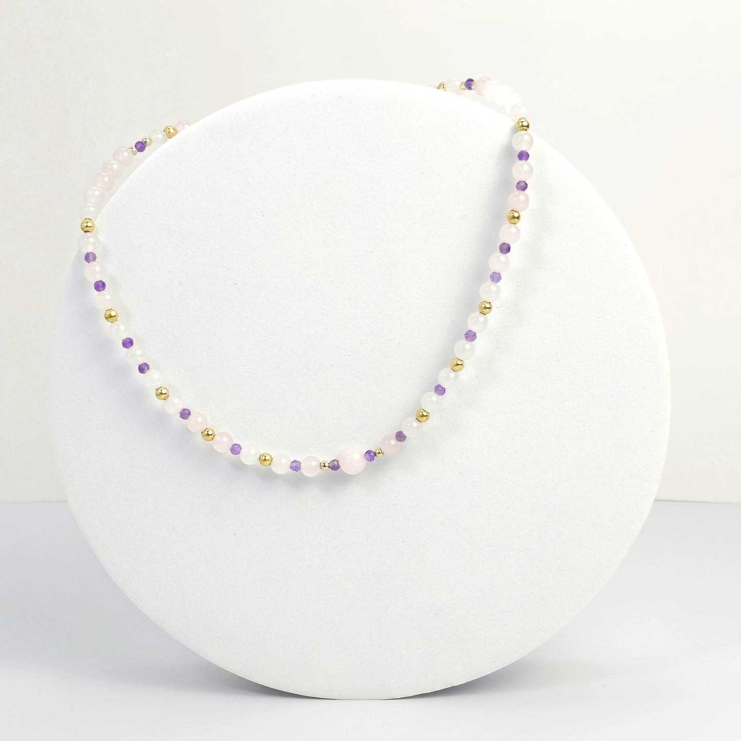 Harmony Choker: Amethyst and Rose Quartz Beads