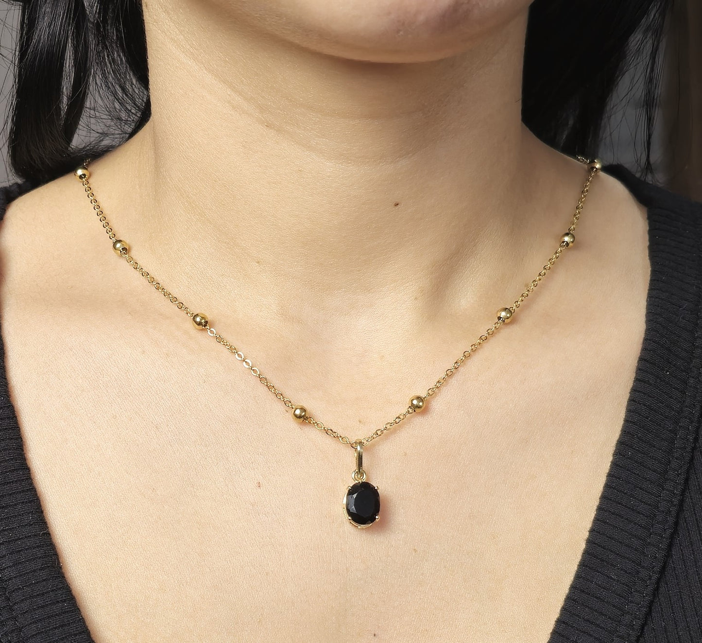 Dina Necklace Black Obsidian Stone