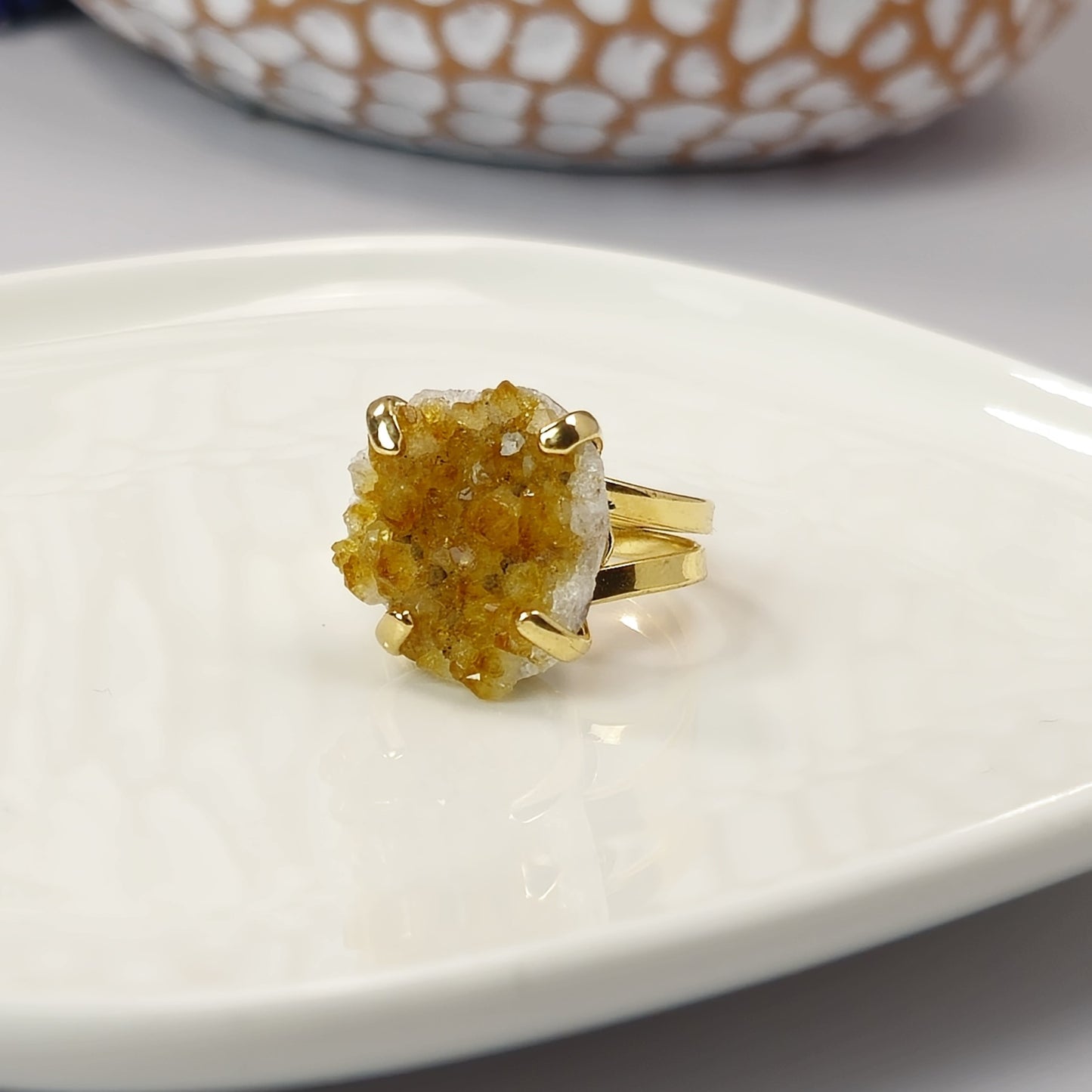 Citrine Druse Rings (Adjustable)