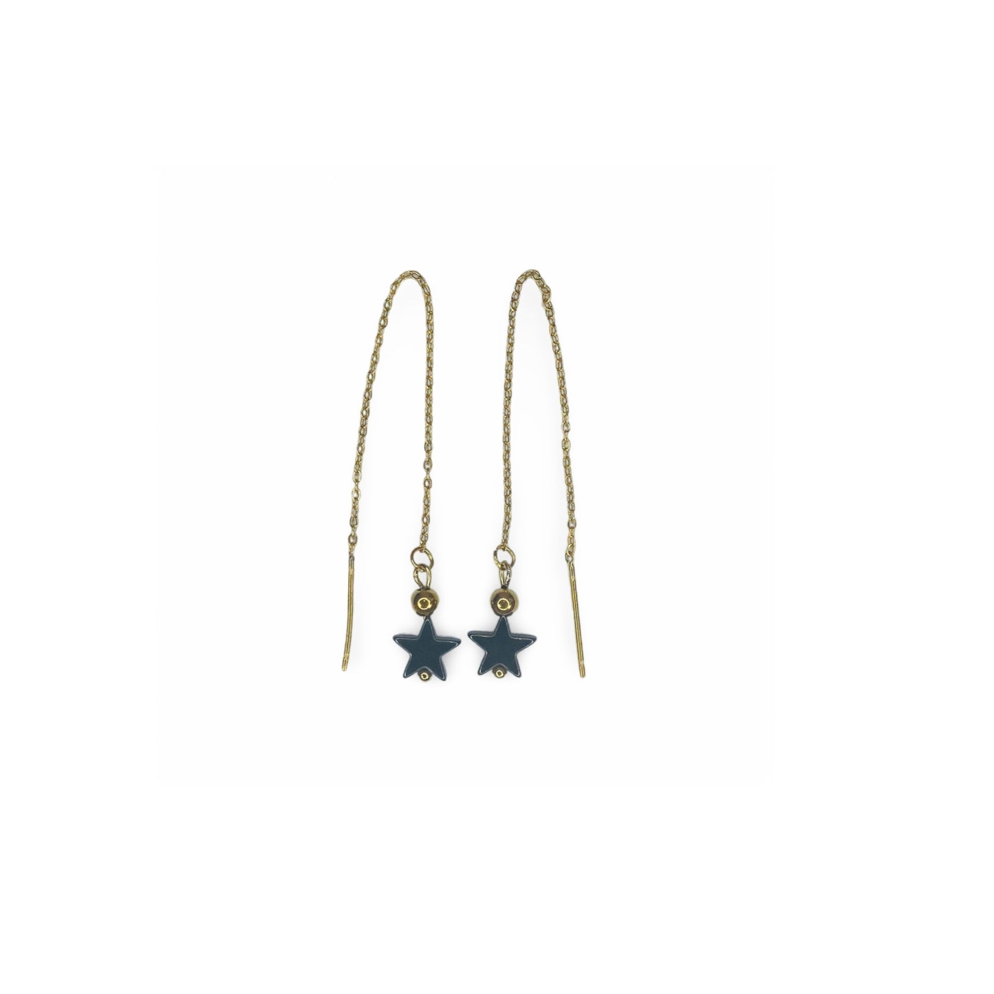 Chain Earrings with Hematite