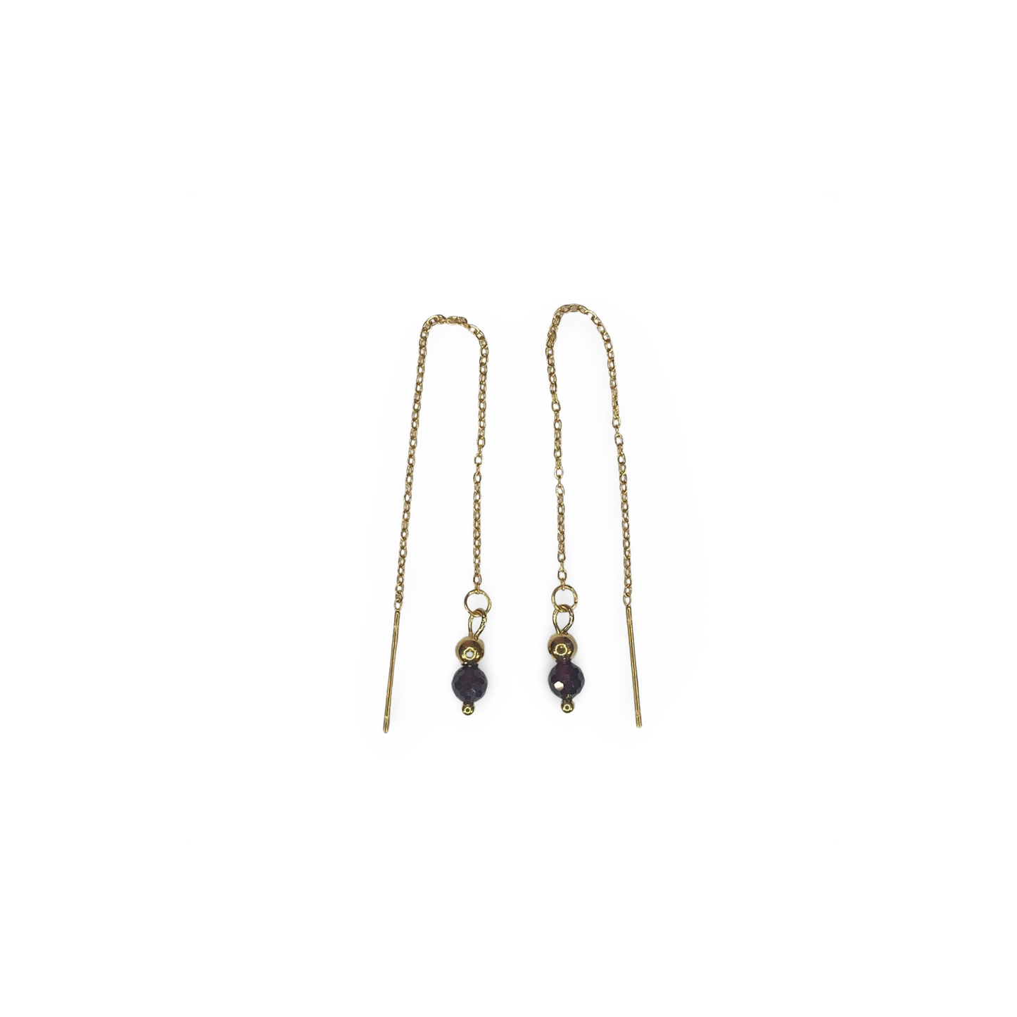 Chain Earrings with Garnet