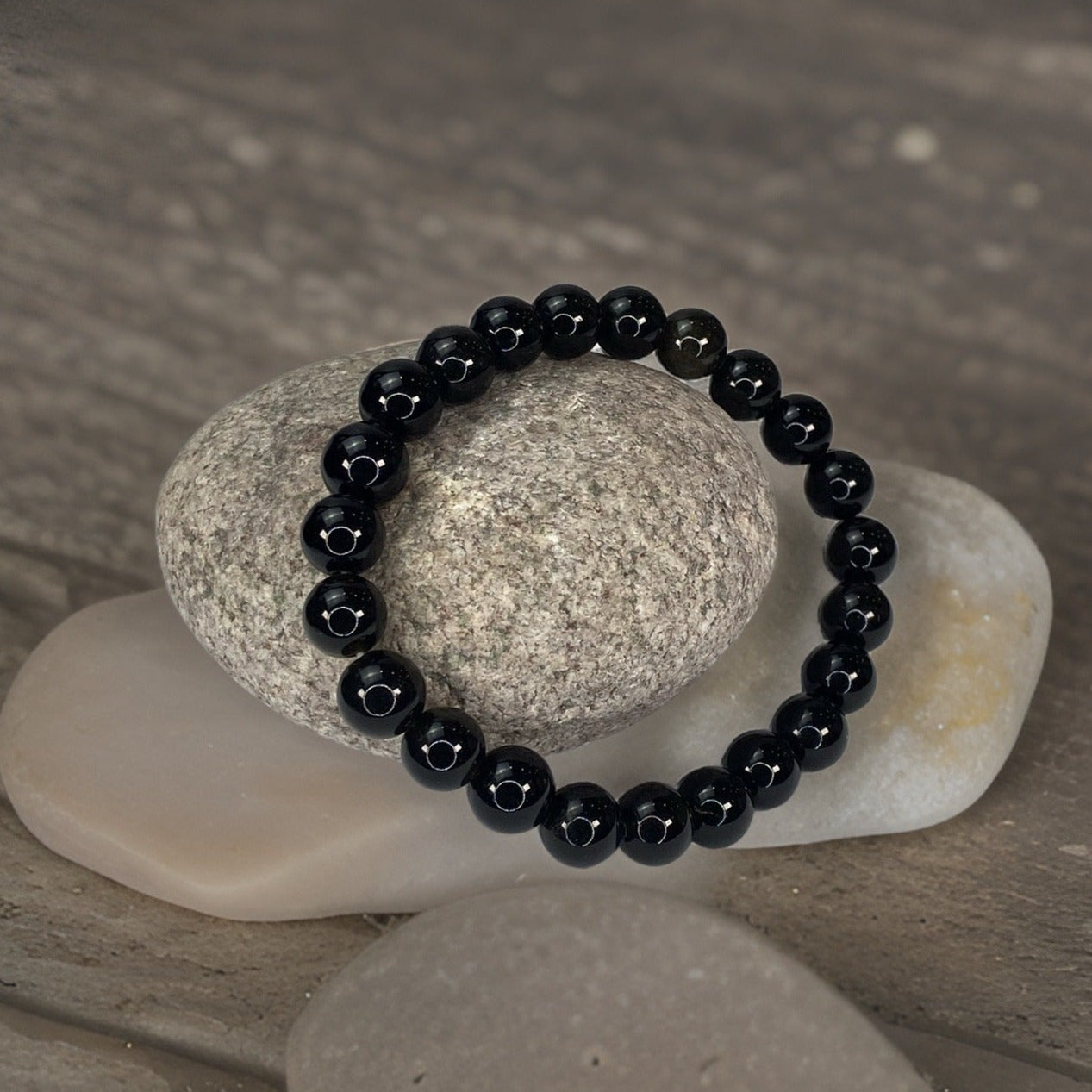 Beads Bracelets (Black Obsidian) (6 mm)