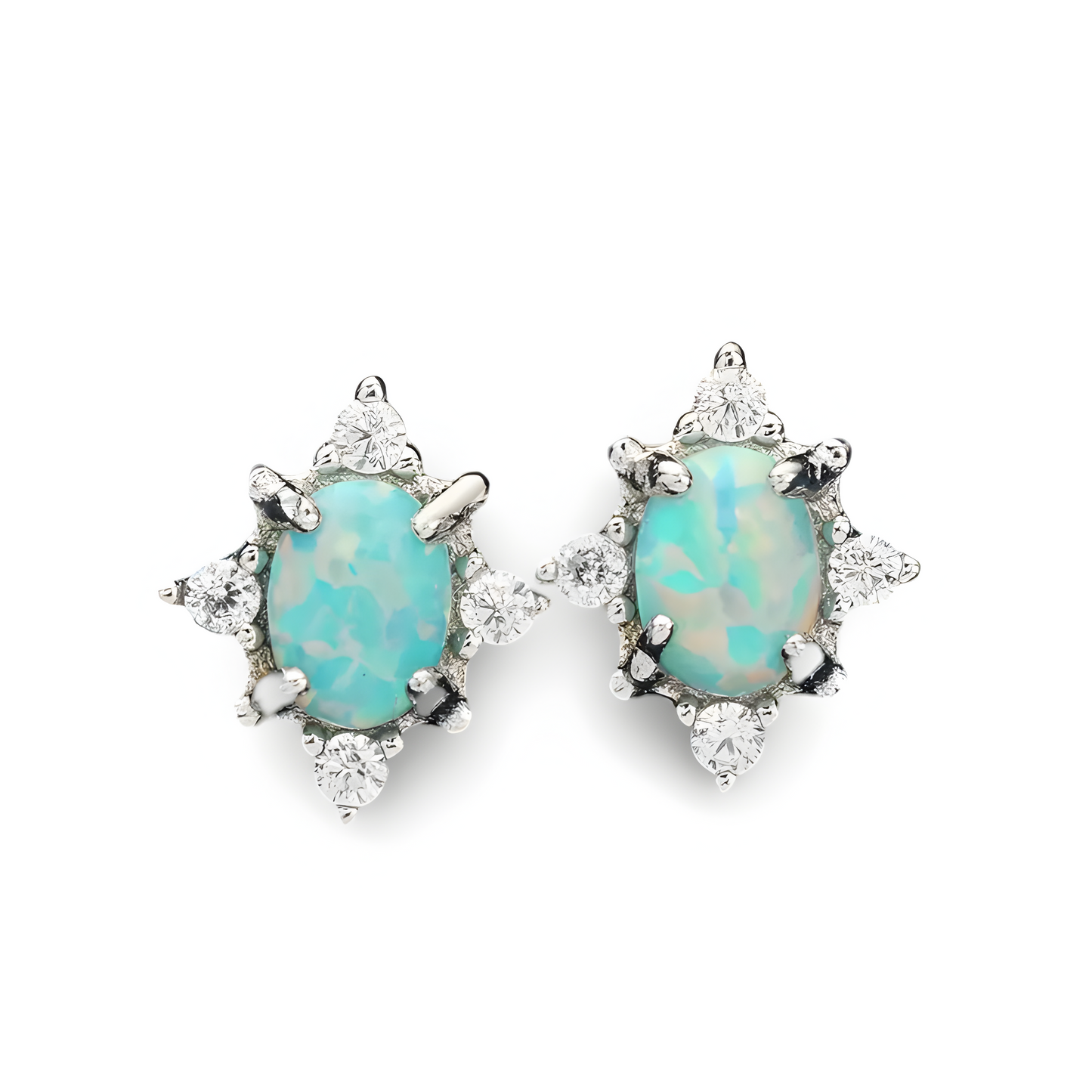 Oval Shape Stud Earrings Elegant Style 925 Sterling Silver Hypoallergenic