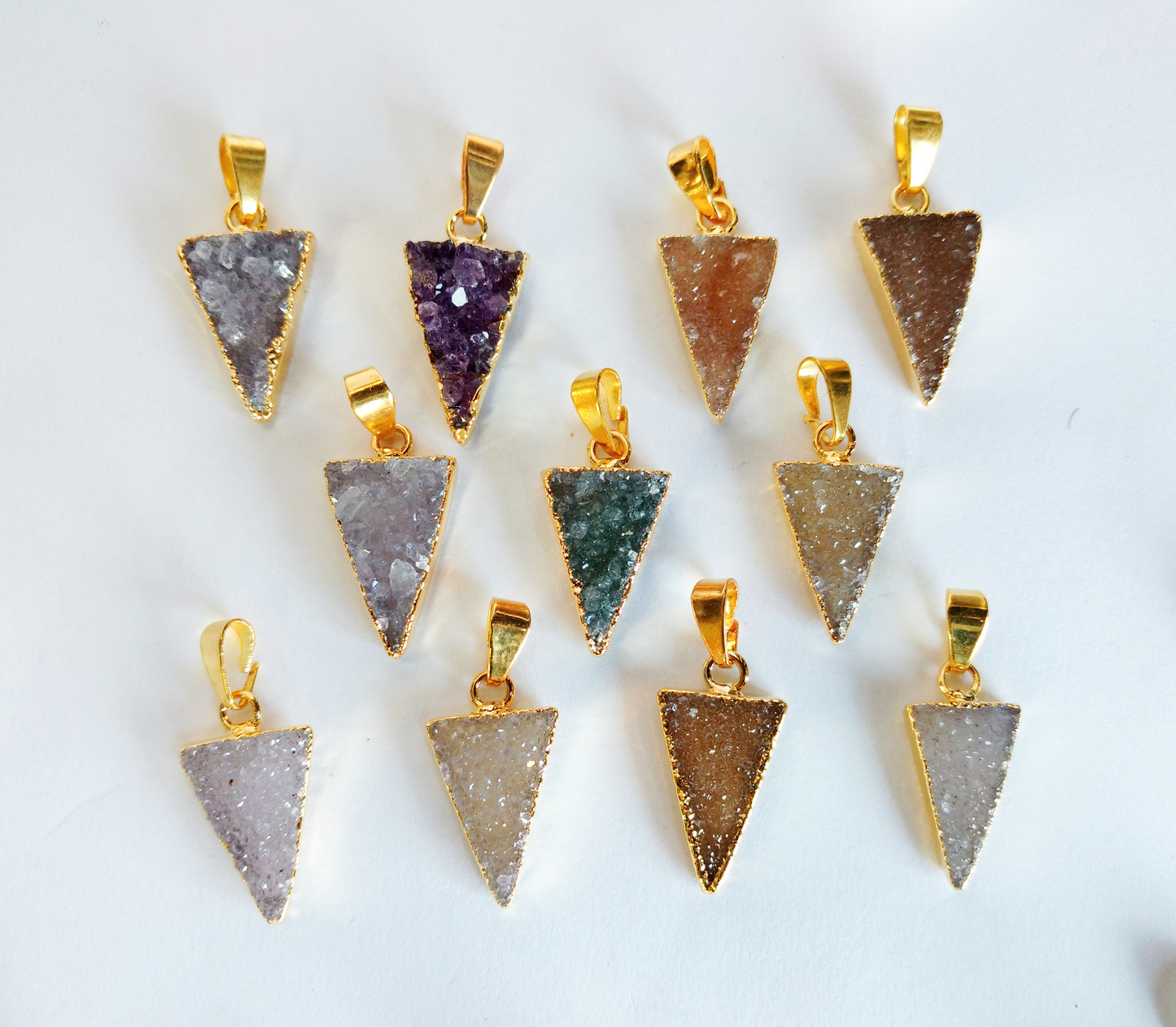 Long triangle druzy pendant (15-20)