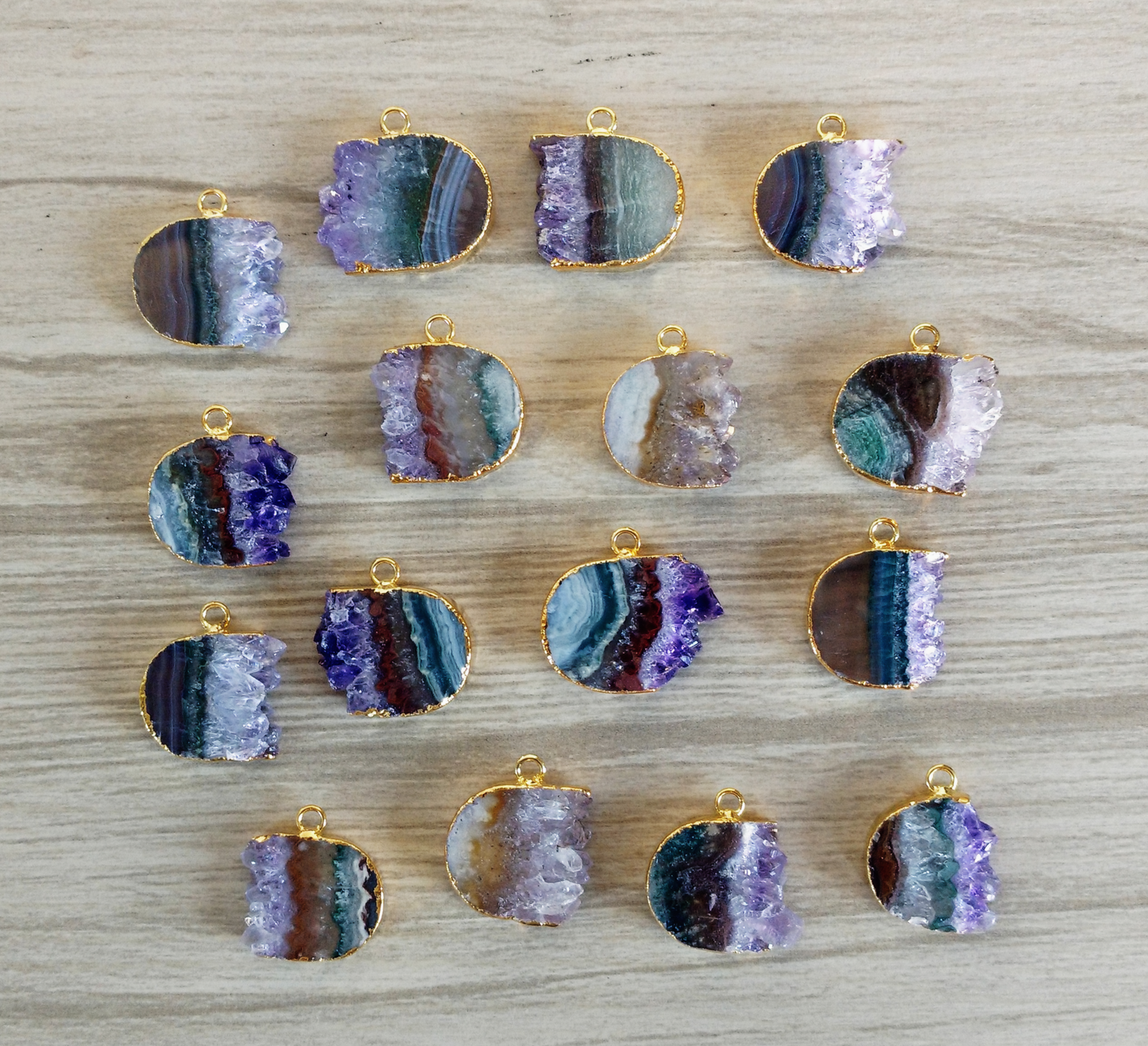 Amethyst Slice pendant (Rounded)