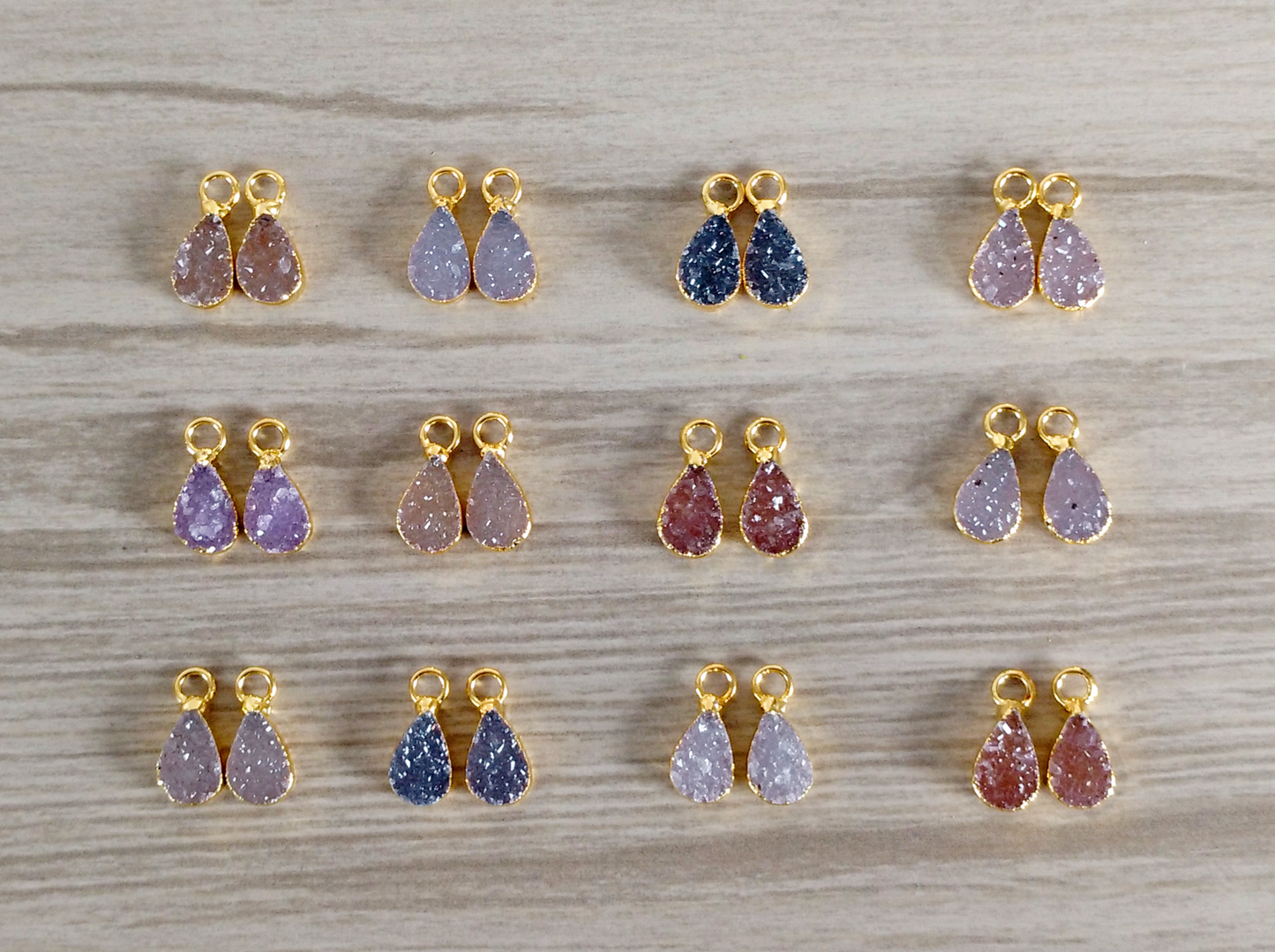Tiny Teardrop druzy pairs