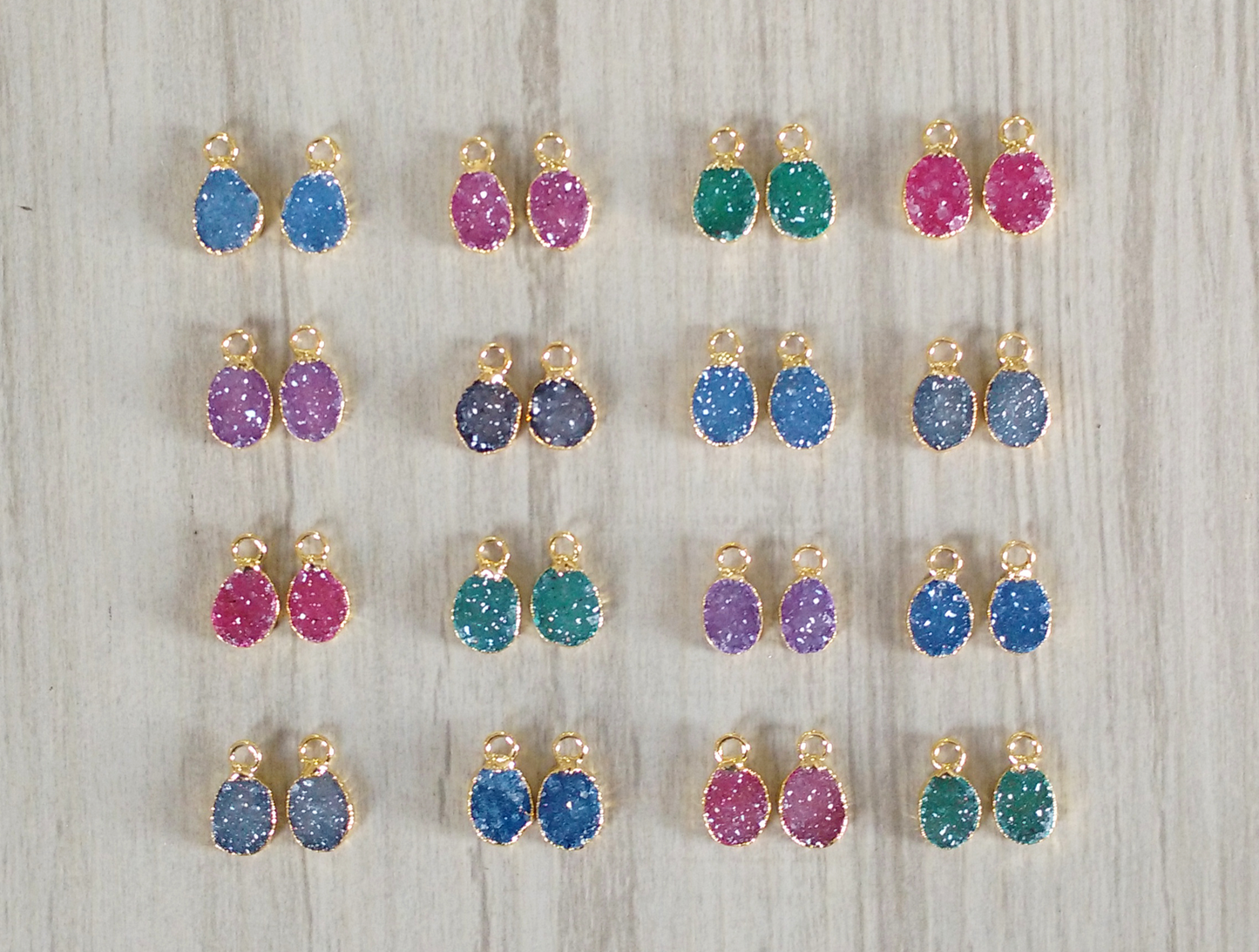 Freeform druzy pairs (8-12 mm) (Dyed colors)
