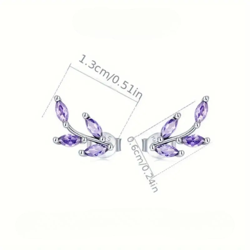 Stud Earrings with Flower Design With Zircon 925 Sterling Silver Hypoallergenic Jewelry
