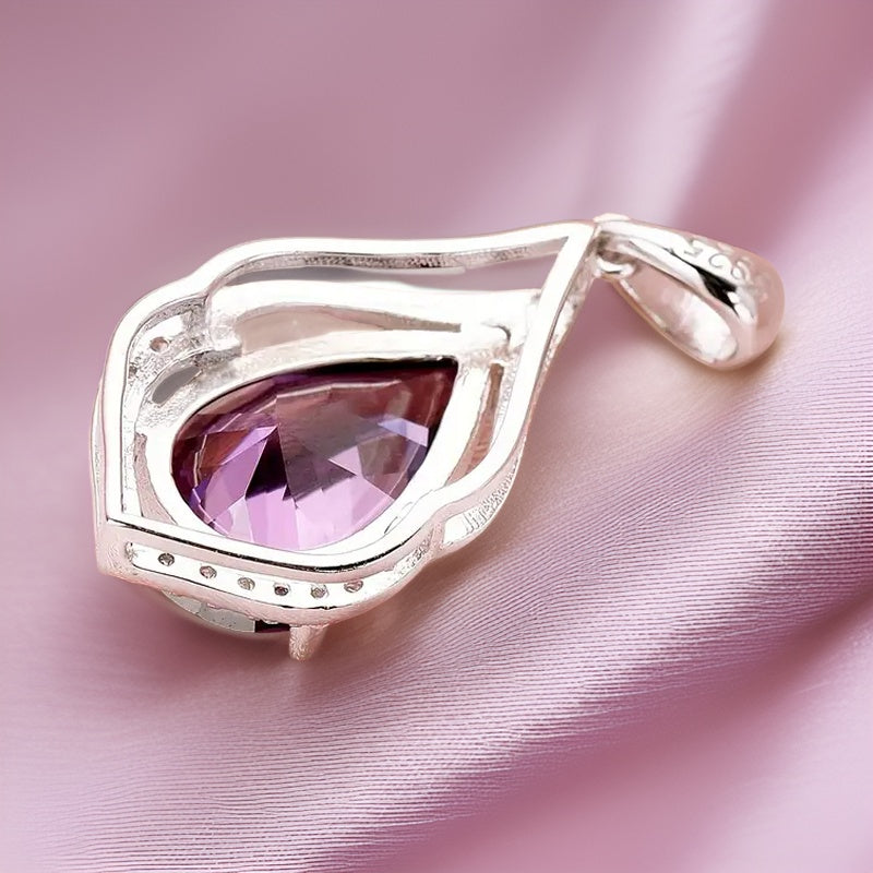Teardrop Shape Inlaid Zircon Pendant Necklace Hypoallergenic