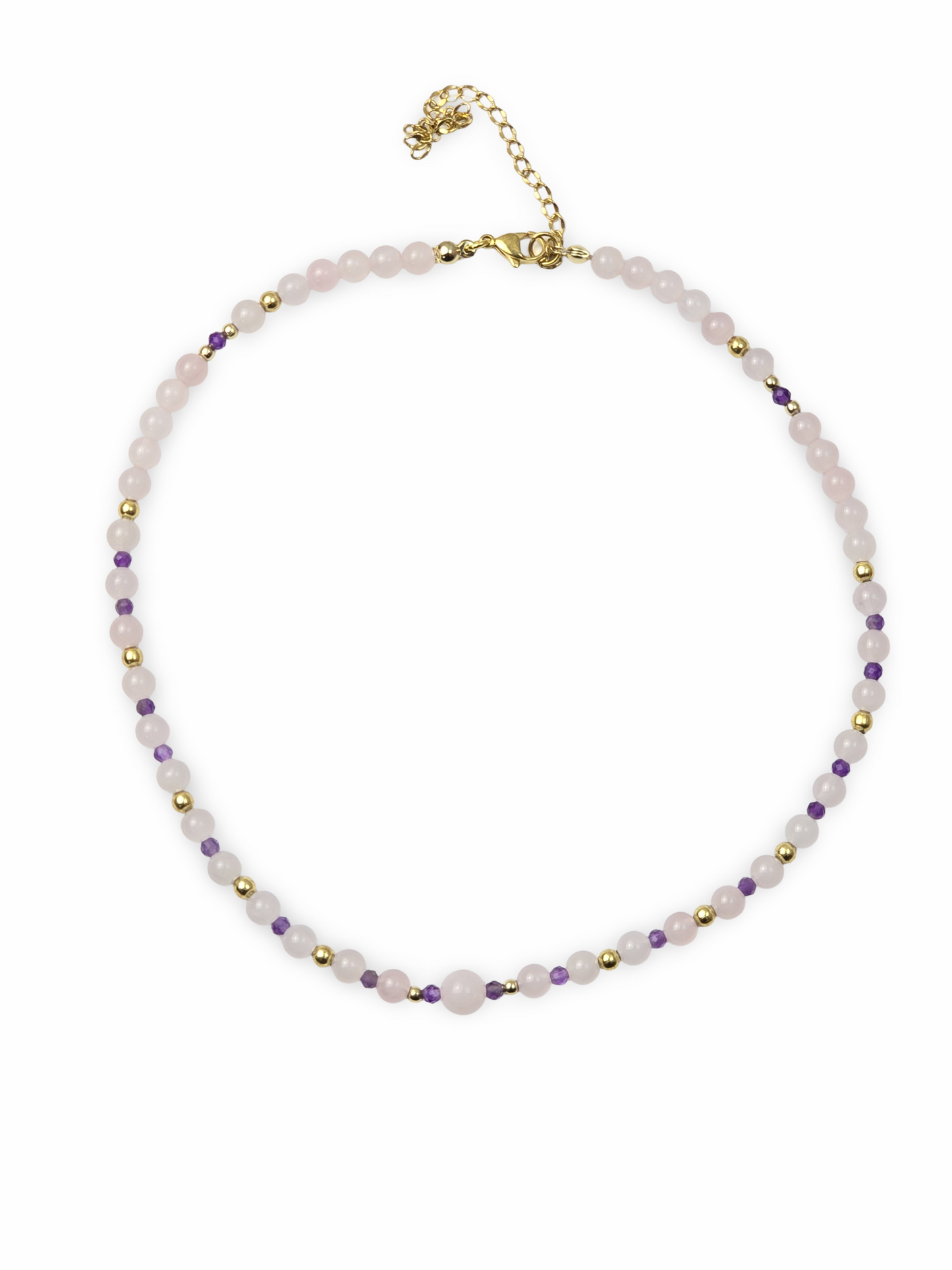 Harmony Choker: Amethyst and Rose Quartz Beads
