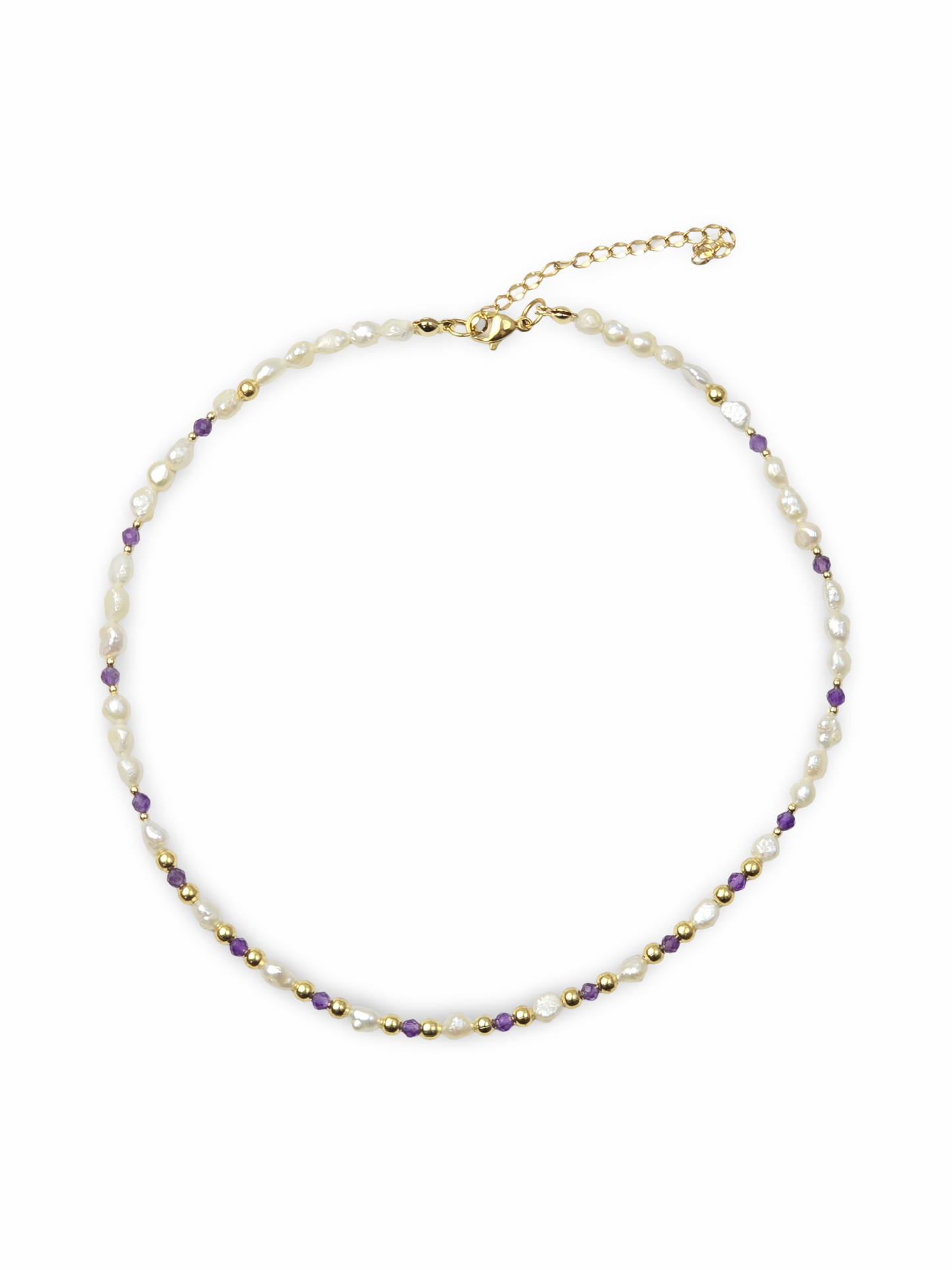 Divine Harmony: Natural Freshwater Pearls and Amethyst Choker