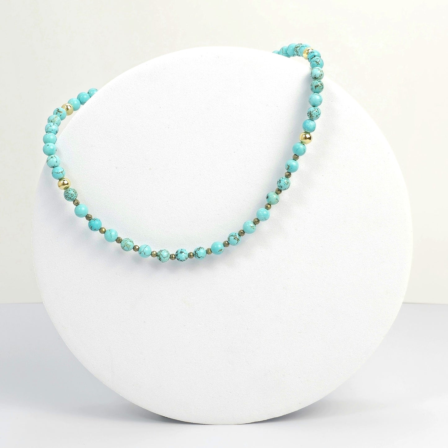 Turquoise Aurora Choker: Elegance with Pyrite Accents