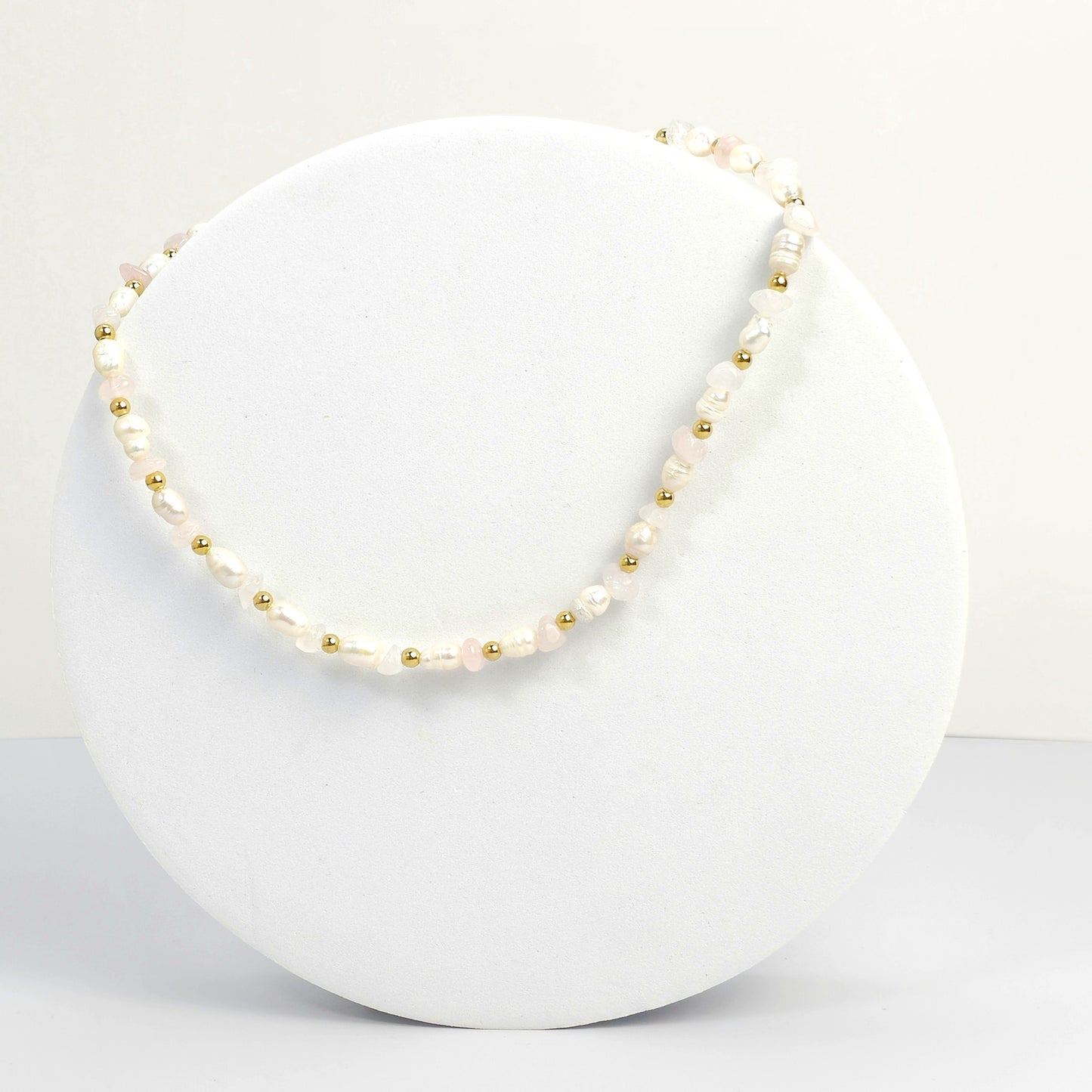 Enchanting Rosé: Natural Freshwater Pearls & Rose Quartz Choker