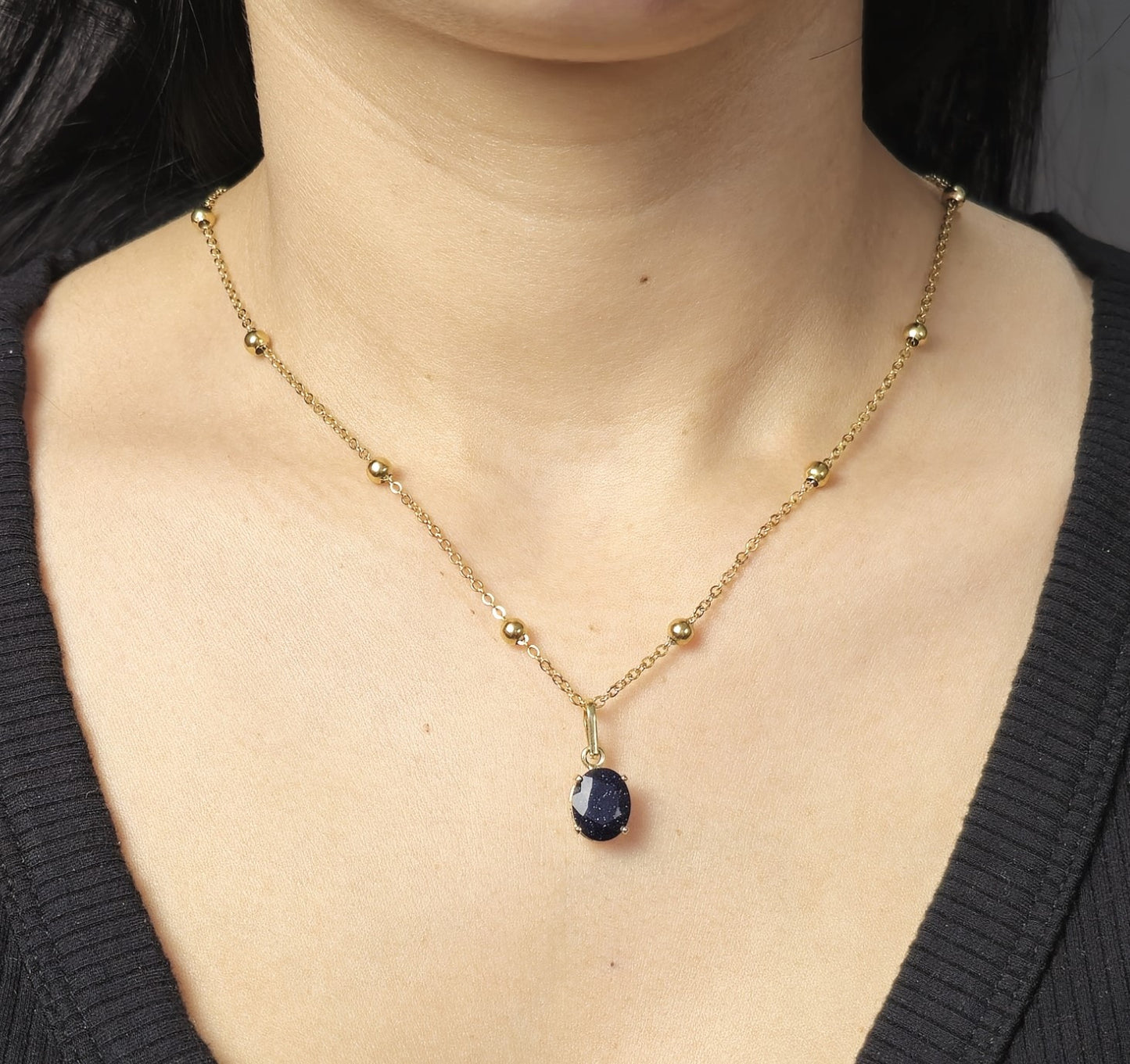 Dina Necklace Blue Goldstone