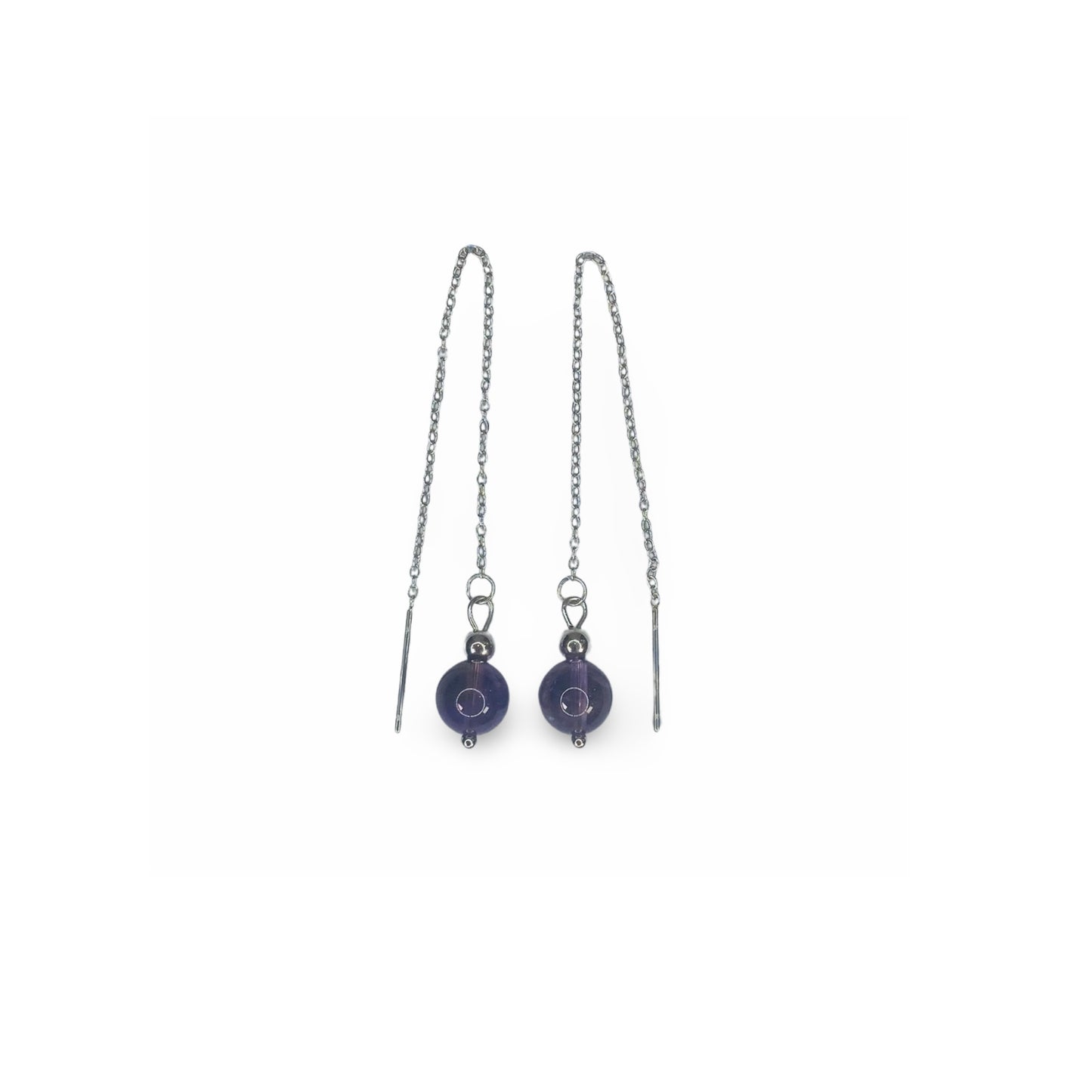 Chain Earrings with Amethyst
