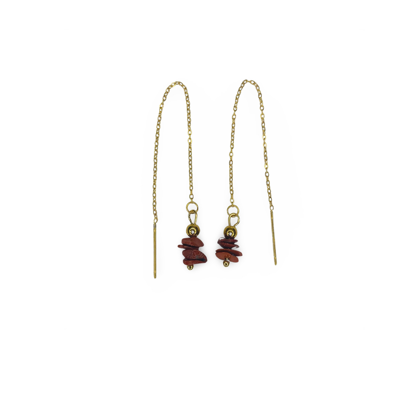 Chain Earrings with Red Jasper