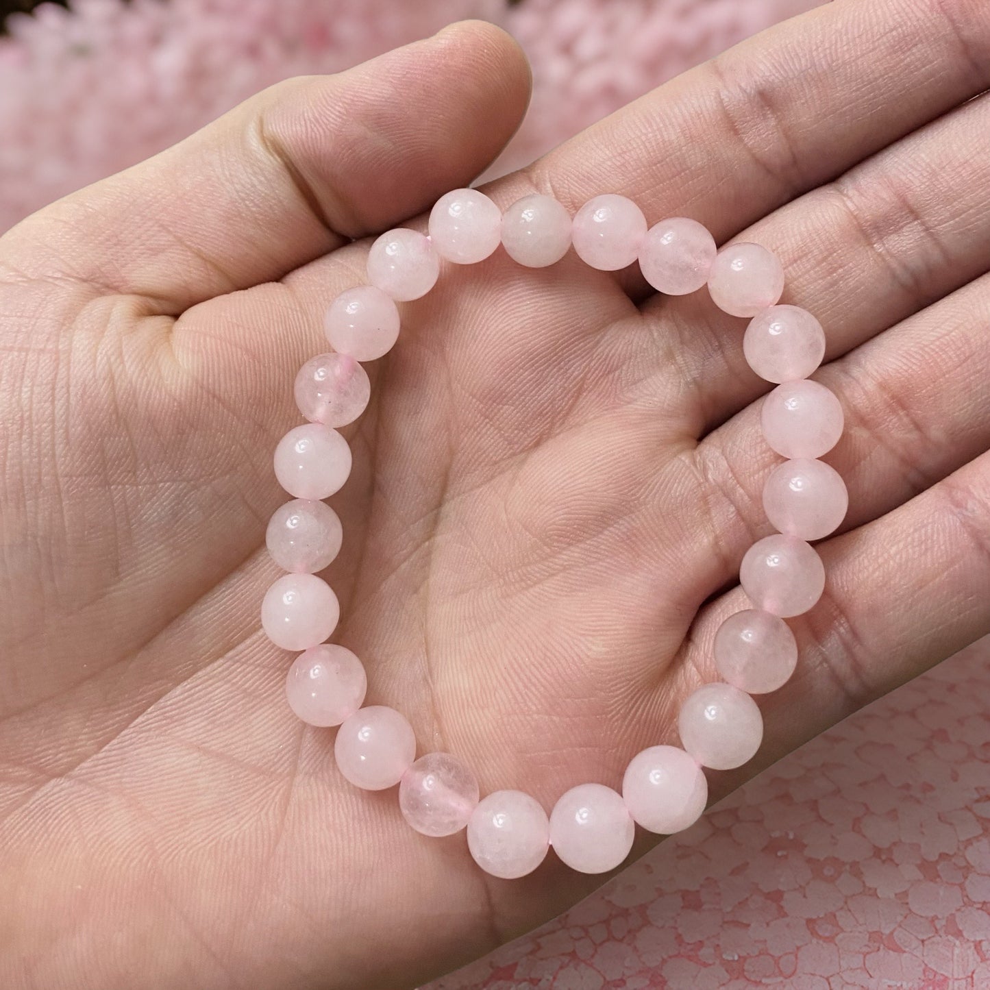 Beads Bracelets (Rose Quartz) (8 mm)