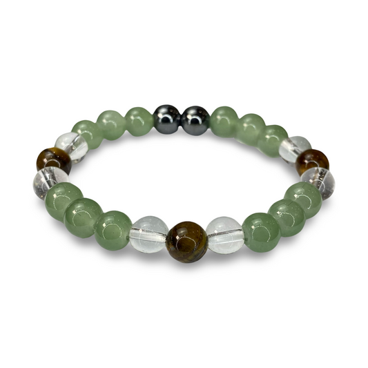 Beads Bracelets (Crystal Quartz + Tiger's Eye + Green Quartz + Hematite) (8 mm)
