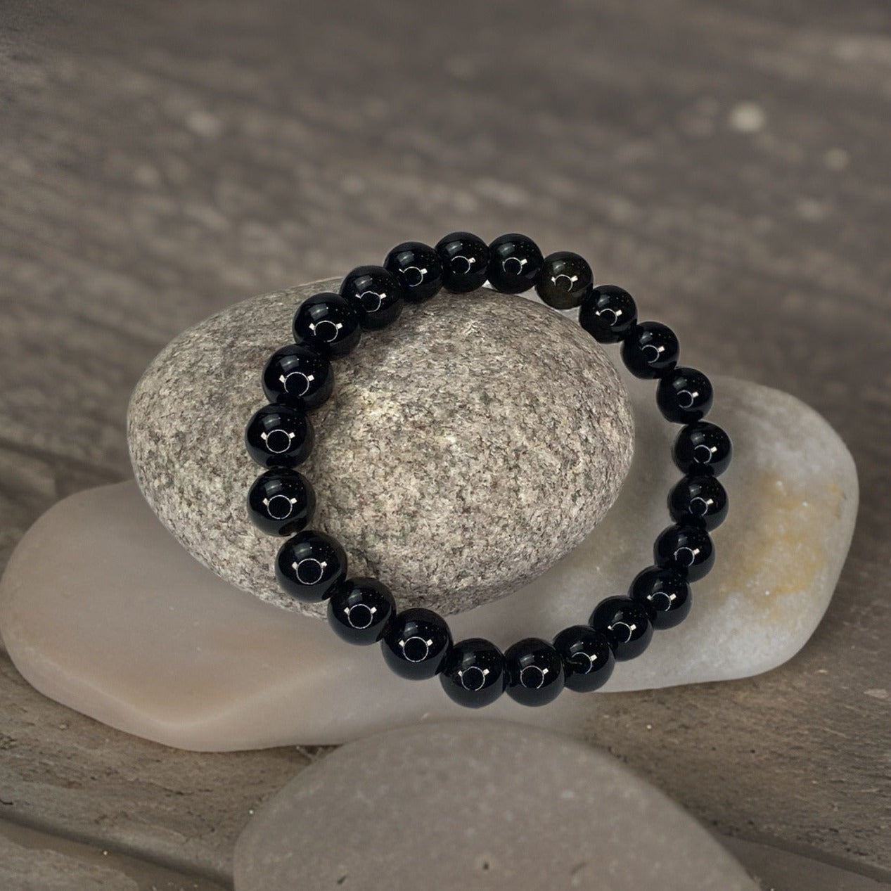 Beads Bracelets (Black Obsidian) (6 mm)