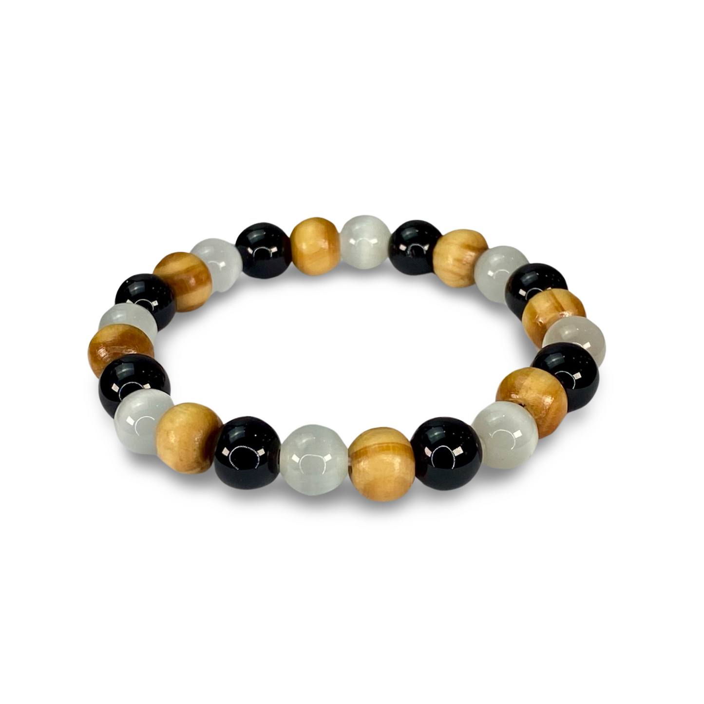 Beads Bracelets (Selenite + Black Tourmaline + Palo Santo) (8 mm)