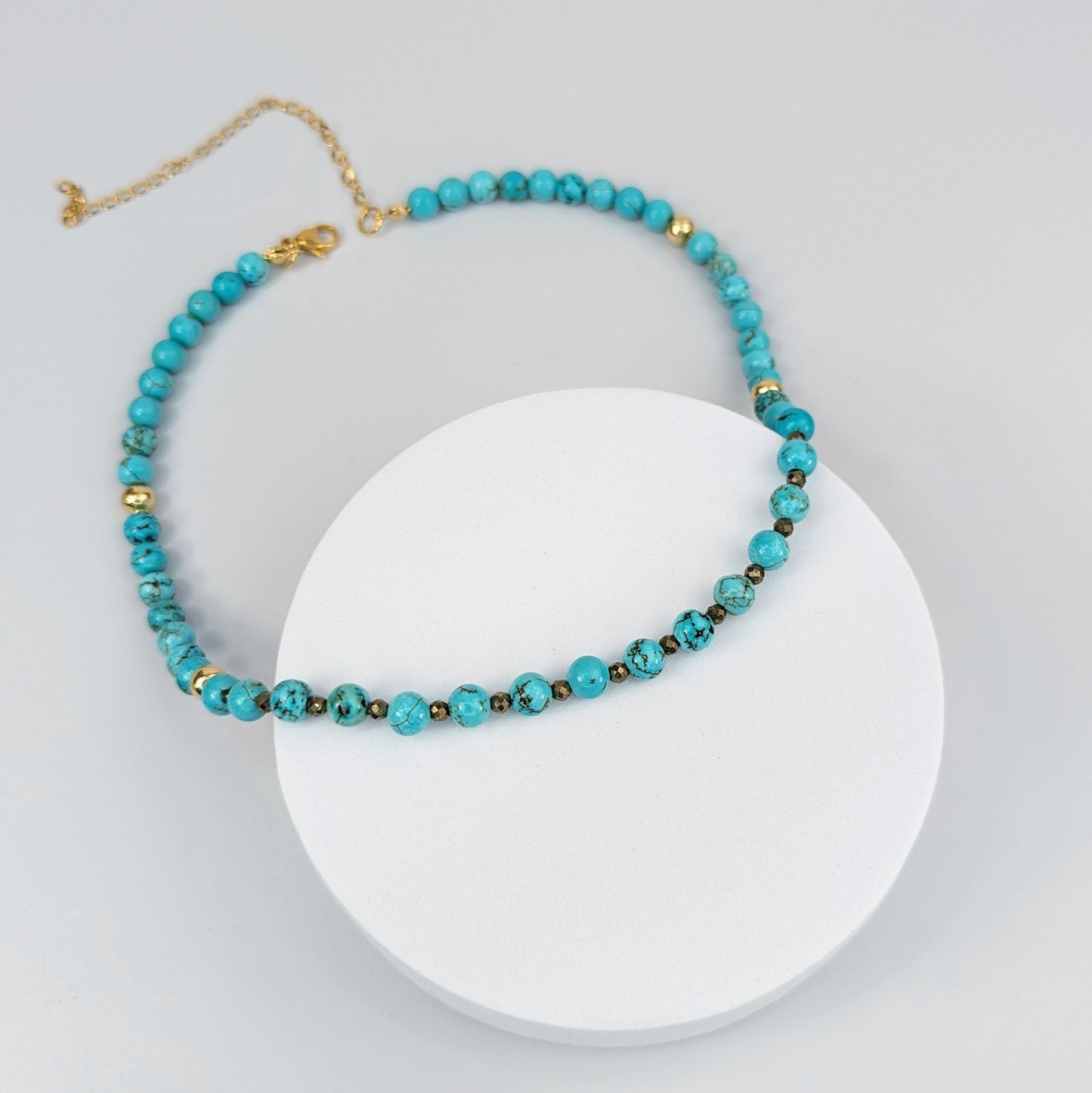 Turquoise Aurora Choker: Elegance with Pyrite Accents