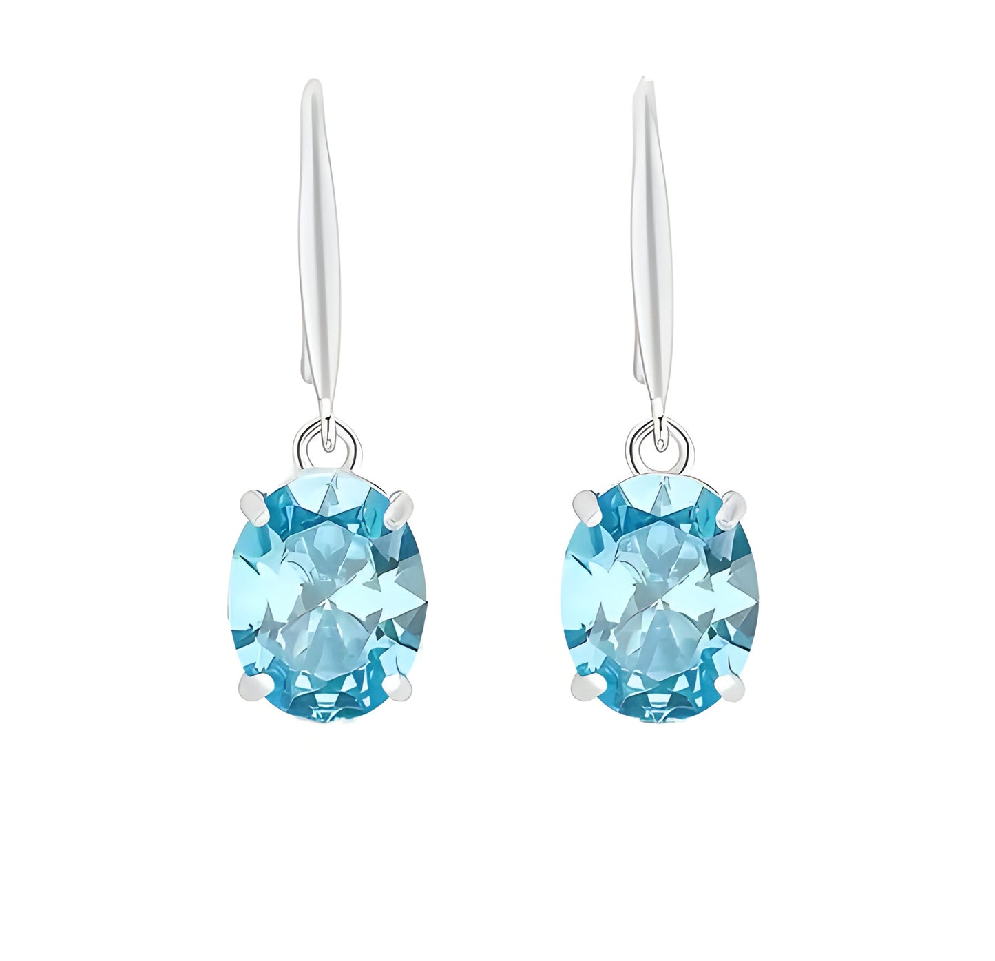 Oval Shiny Zircon Dangle Earrings Simple Style 925 Sterling Silver Hypoallergenic