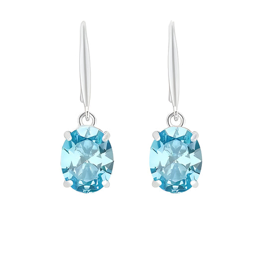 Oval Shiny Zircon Dangle Earrings Simple Style 925 Sterling Silver Hypoallergenic