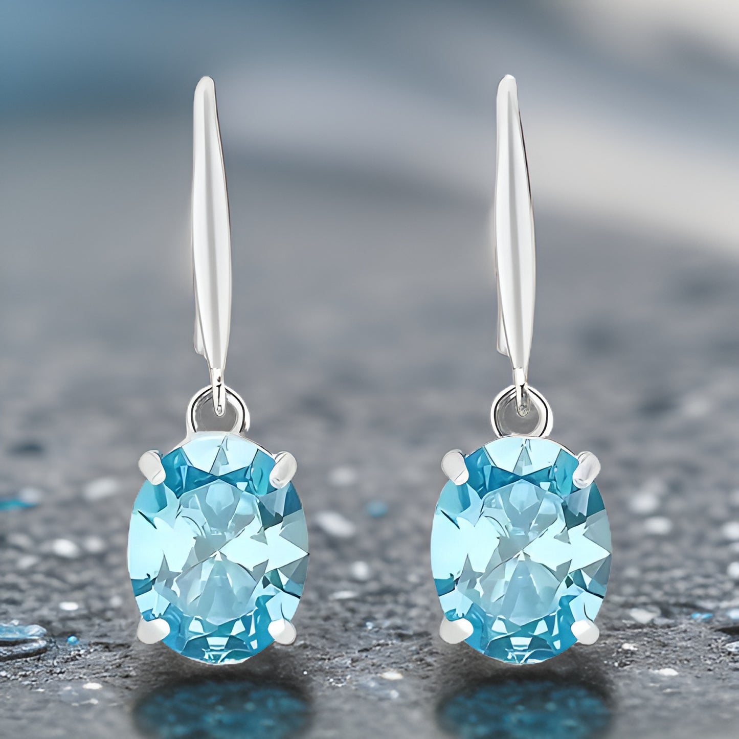 Oval Shiny Zircon Dangle Earrings Simple Style 925 Sterling Silver Hypoallergenic