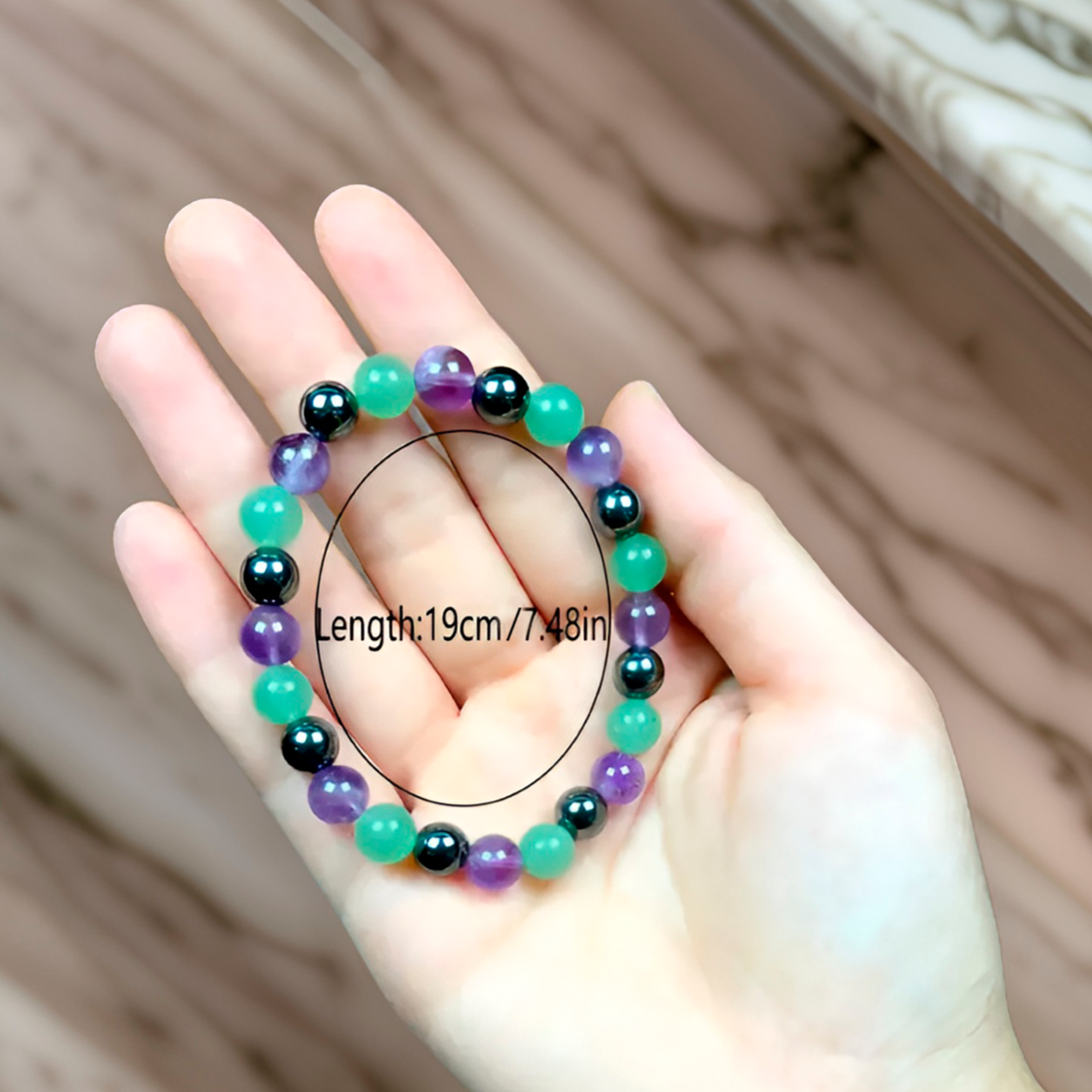 Beads Bracelets (Amethyst + Hematite + Fluorite) (8 mm)