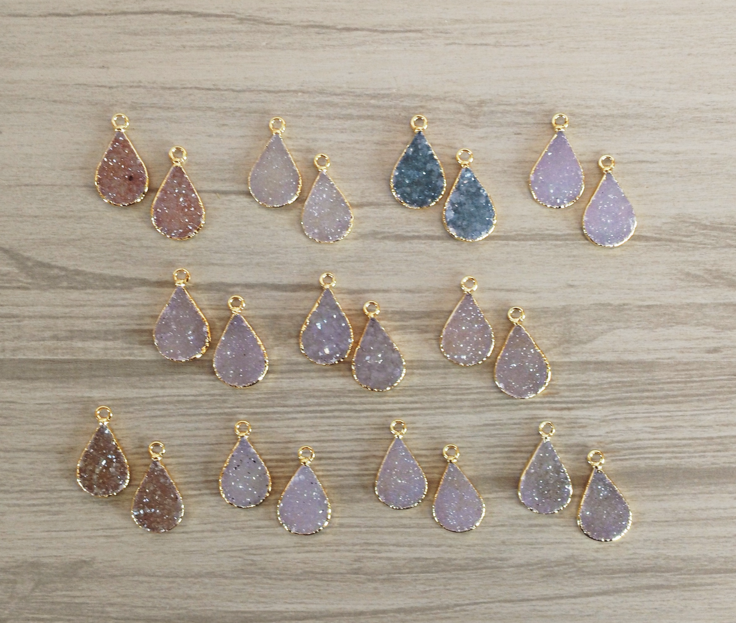 Teardrop druzy pairs (20 mm)