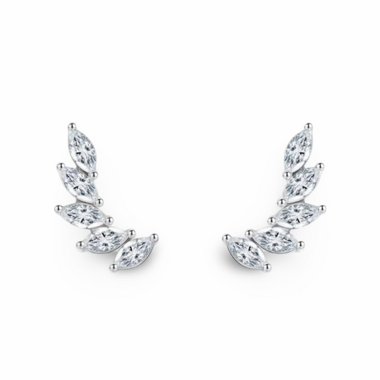 Zirconia Angel Wings Design Stud Earrings 925 Sterling Silver Hypoallergenic Jewelry