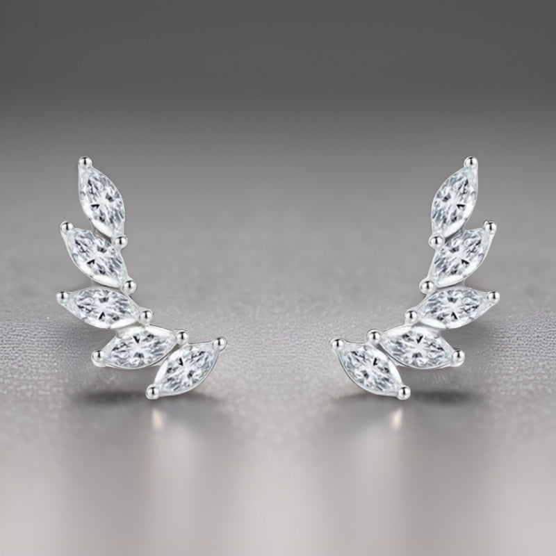 Zirconia Angel Wings Design Stud Earrings 925 Sterling Silver Hypoallergenic Jewelry