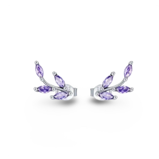 Stud Earrings with Flower Design With Zircon 925 Sterling Silver Hypoallergenic Jewelry