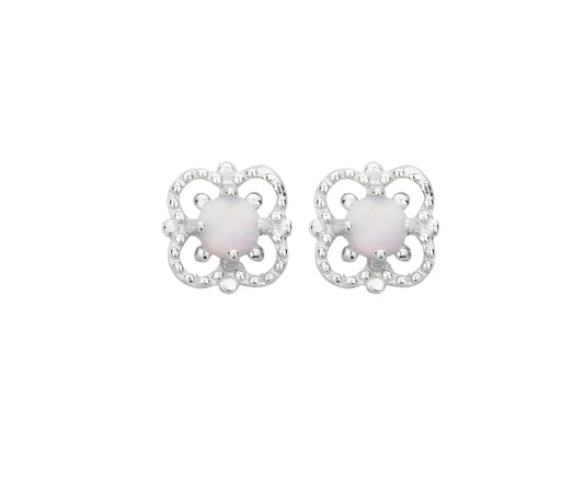 Delicate Flower Shaped with Zircon 925 Sterling Silver Hypoallergenic