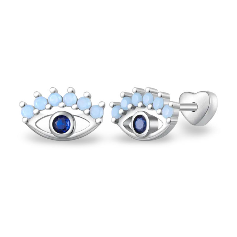 Stud Earrings Creative Eye Design Full Of Shiny Zircon 925 Sterling Silver Hypoallergenic