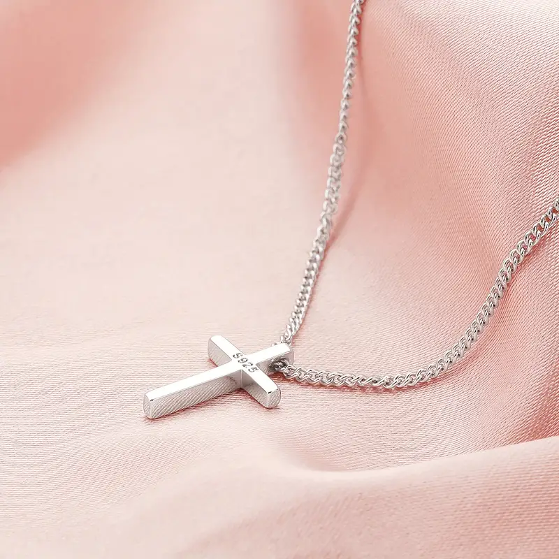 Cross Pendant Necklace 925 Sterling Silver Hypoallergenic