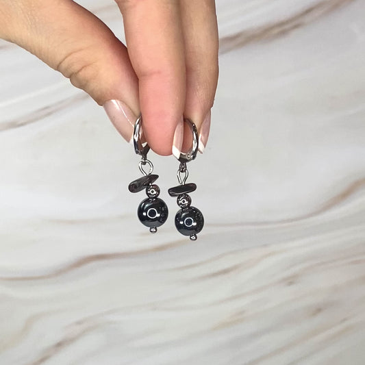 Hoops Earrings with Hematite