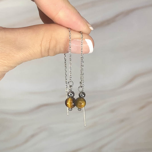 Chain Earrings with Tiger’s Eye