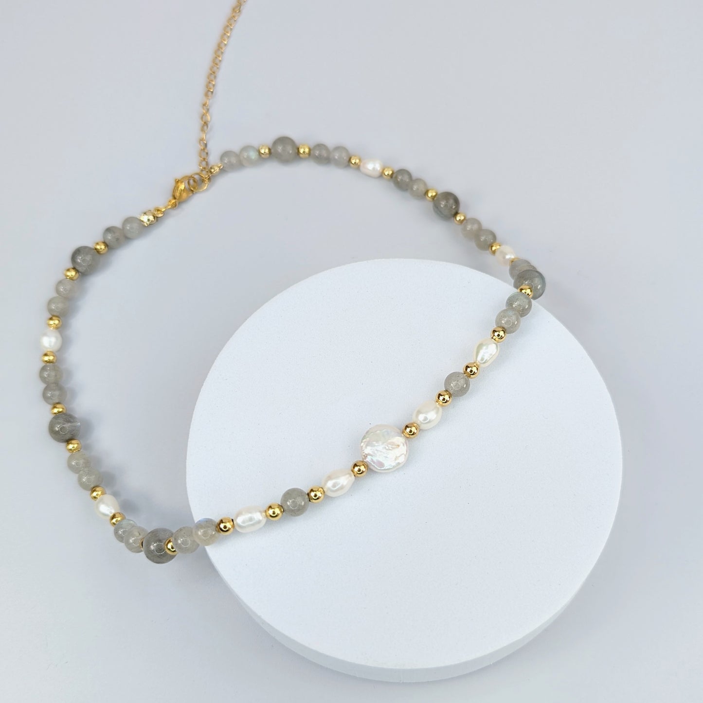 Lunar Luster: Freshwater Pearls and Moonstone Choker