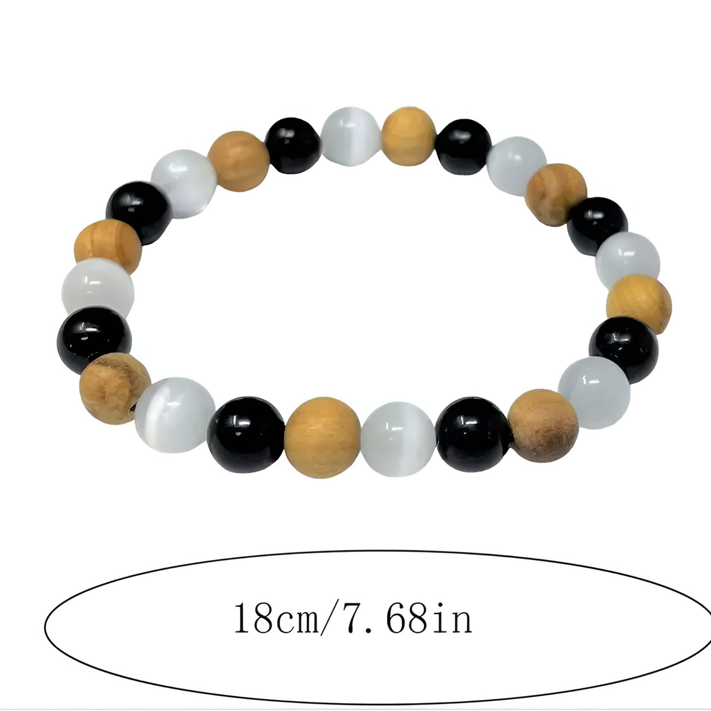 Beads Bracelets (Selenite + Black Tourmaline + Palo Santo) (8 mm)