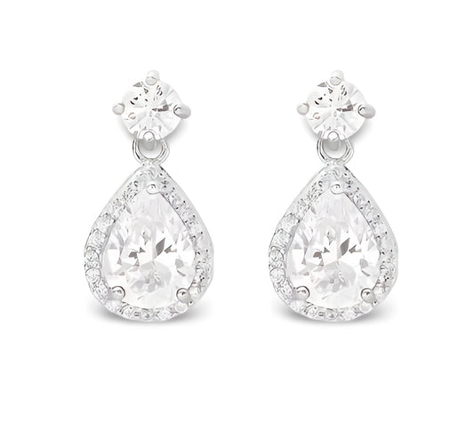 Stud Earrings Inlaid Waterdrop Shape Zircon 925 Sterling Silver Hypoallergenic
