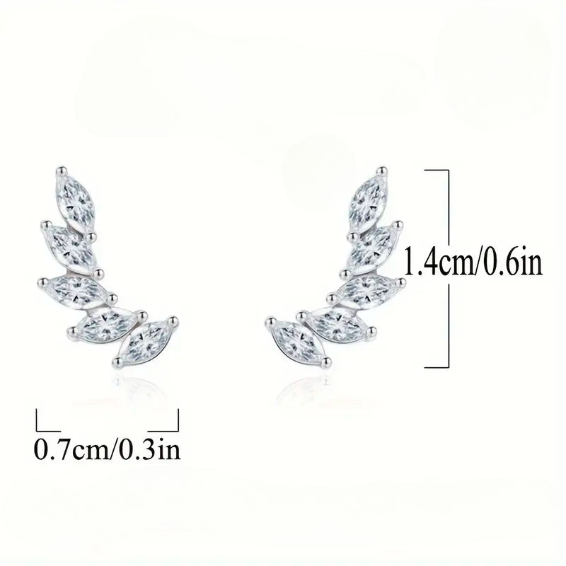 Zirconia Angel Wings Design Stud Earrings 925 Sterling Silver Hypoallergenic Jewelry